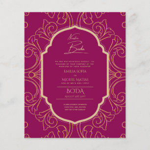 Prospectus 11,4 Cm X 14,2 Cm Nuestra Boda Gold Frame Mariage espagnol INVITE