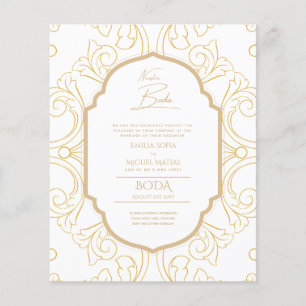 Prospectus 11,4 Cm X 14,2 Cm Nuestra Boda Gold Frame Mariage espagnol INVITE