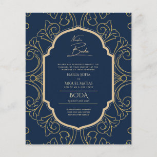 Prospectus 11,4 Cm X 14,2 Cm Nuestra Boda GOLD Frame Spanish Wedding INVITE