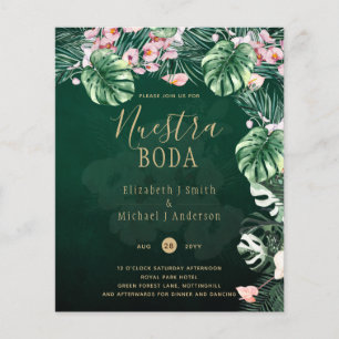 Prospectus 11,4 Cm X 14,2 Cm NUESTRA BODA Invitation floral vert tropical rose
