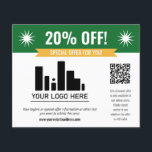 Prospectus 11,4 Cm X 14,2 Cm Offre spéciale verte Remise sur votre logo et votr<br><div class="desc">Offre spéciale rabais flyer pour votre petite entreprise avec une bannière verte en haut combiné avec une bannière jaune plus petite et des polices blanches en gras. Offre spéciale rabais flyer personnalisé avec votre logo,  code QR et texte personnalisé.</div>