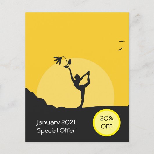 Prospectus 11,4 Cm X 14,2 Cm Online yoga business leaflet discount offer (Devant)