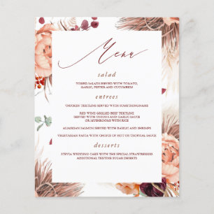 Prospectus 11,4 Cm X 14,2 Cm Pampas Grass Floral Terracotta Menu