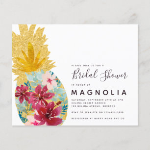 Prospectus 11,4 Cm X 14,2 Cm PAPER Ananas Floral Douche nuptiale Invitation