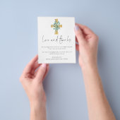 Prospectus 11,4 Cm X 14,2 Cm PAPER Eucalyptus Cross Script Baptême Merci (main)