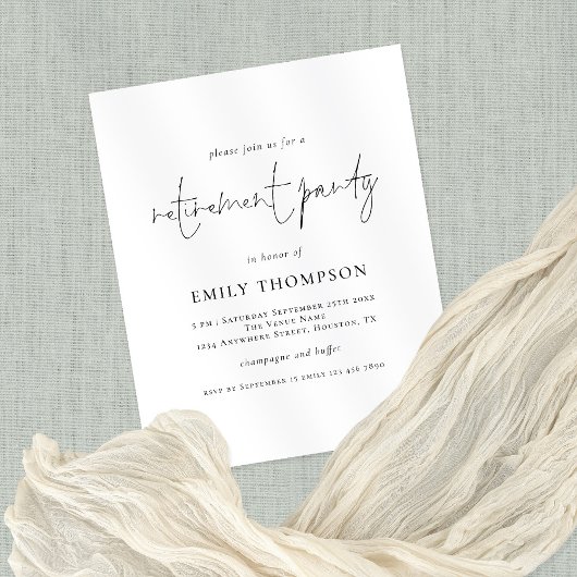Prospectus 11,4 Cm X 14,2 Cm PAPER Moderne Script Retraite Partie Invitation