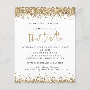Prospectus 11,4 Cm X 14,2 Cm PAPER Parties scintillant d'or Invitation du trent