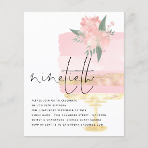 Prospectus 11,4 Cm X 14,2 Cm PAPER Pink Gold Anniversaire Gâteau 90ème Invitati