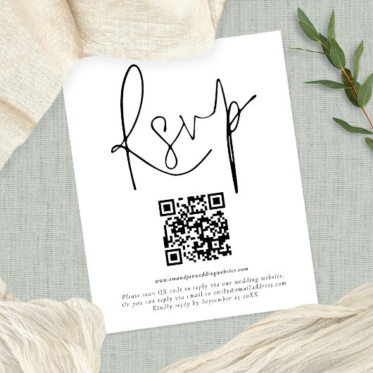 Prospectus 11,4 Cm X 14,2 Cm PAPER QR Code Script Mariage RSVP