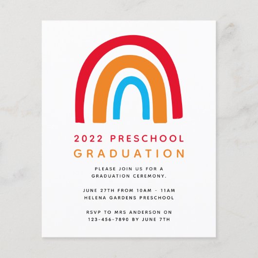 Prospectus 11,4 Cm X 14,2 Cm PAPER Rainbow School Graduation Invitation (Devant)
