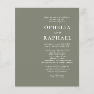 Prospectus 11,4 Cm X 14,2 Cm PAPER Simple Sage QR Code Bohème Mariage Invitatio
