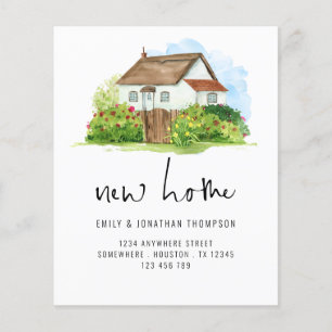 Prospectus 11,4 Cm X 14,2 Cm PAPER Watercolor House Floral Nouvelle adresse dom