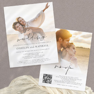 Prospectus 11,4 Cm X 14,2 Cm PAPIER 2 Photos superposer Faire-part de mariage d