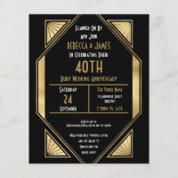 PAPIER | Art Déco Ruby Invitation du 40e anniversa