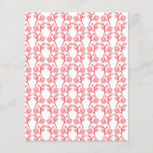 Prospectus 11,4 Cm X 14,2 Cm Papier d'emballage rouge et rose avec une répétiti