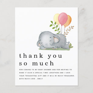 Prospectus 11,4 Cm X 14,2 Cm PAPIER Elephant rose fille Merci Baby shower