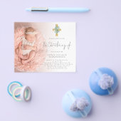 Prospectus 11,4 Cm X 14,2 Cm PAPIER | Eucalyptus Cross Photo Christening Invita (Simple)