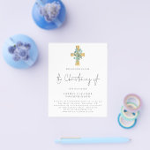 Prospectus 11,4 Cm X 14,2 Cm PAPIER | Eucalyptus Cross Script Christening Invit (Simple)