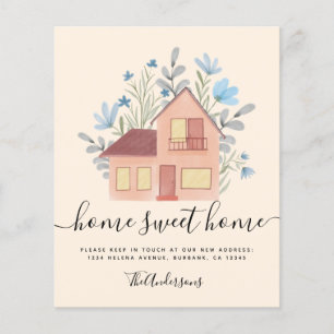 Prospectus 11,4 Cm X 14,2 Cm PAPIER Floral Moving House Faire-part