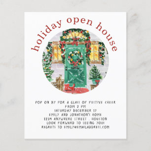 Prospectus 11,4 Cm X 14,2 Cm PAPIER   Holiday Open House Party Red Flyer