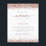 Prospectus 11,4 Cm X 14,2 Cm PAPIER | Invitation Rose Parties scintillant or Sw<br><div class="desc">Une alternative PAPER (pas de carte) de grande valeur SANS ENVELOPPES à la taille plus petite 4, 5" x 5, 6" et à un prix réduit. (Les enveloppes A6 standard sont la taille la plus proche à adapter). Invitation de Sweet sixteen de Parties scintillant d'or rose. Une bordure de parties...</div>