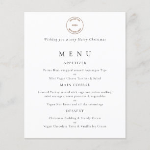 Prospectus 11,4 Cm X 14,2 Cm PAPIER Menu de la fête de Noël du logo de l'entr