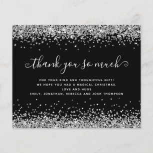 Prospectus 11,4 Cm X 14,2 Cm PAPIER Parties scintillant d'argent Noël Merci n