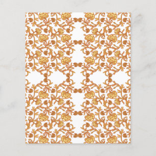 Prospectus 11,4 Cm X 14,2 Cm papier peint orange et blanc au design floral
