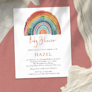 Prospectus 11,4 Cm X 14,2 Cm PAPIER Retro Boho Arc-en-ciel Baby shower Bohème