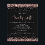 Prospectus 11,4 Cm X 14,2 Cm PAPIER | Rose Gold Parties scintillant Black 21st<br><div class="desc">Rose Gold Parties scintillant Black 21st Birthday Party Invitation. Une alternative PAPER (pas de carte) de grande valeur SANS ENVELOPPES à la taille plus petite 4, 5" x 5, 6" et à un prix réduit. (Les enveloppes A6 standard sont la taille la plus proche à adapter). D'élégantes bordures de confettis...</div>