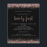 Prospectus 11,4 Cm X 14,2 Cm PAPIER | Rose Gold Parties scintillant Black 21st<br><div class="desc">Rose Gold Parties scintillant Black 21st Birthday Party Invitation. Une alternative PAPER (pas de carte) de grande valeur SANS ENVELOPPES à la taille plus petite 4, 5" x 5, 6" et à un prix réduit. (Les enveloppes A6 standard sont la taille la plus proche à adapter). D'élégantes bordures de confettis...</div>