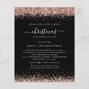 Prospectus 11,4 Cm X 14,2 Cm PAPIER   Rose Parties scintillant or Noël Invitati