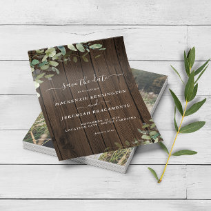 Prospectus 11,4 Cm X 14,2 Cm PAPIER Rustic Wood Eucalyptus Photo Enregistrer la