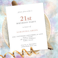 PAPIER Simple Texte Blush 21e Invitation anniversa