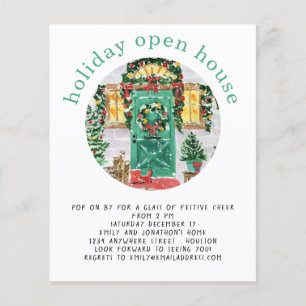 Prospectus 11,4 Cm X 14,2 Cm PAPIER Voyage Open House Party Turquoise Flyer