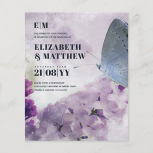 Prospectus 11,4 Cm X 14,2 Cm Papillon Lilac du Mariage à budget le plus bas