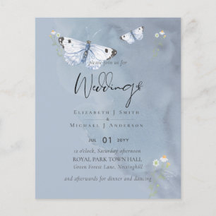 Prospectus 11,4 Cm X 14,2 Cm Papillons à prix le plus bas Dusty Blue Mariage Fl