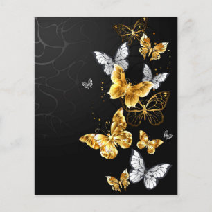 Prospectus 11,4 Cm X 14,2 Cm Papillons blancs et dorés