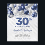 Prospectus 11,4 Cm X 14,2 Cm Parties scintillant Bleu Bleu Bleu Marine Argent A<br><div class="desc">Glam Moderne Marine Bleu Balloon Argent Parties scintillant Étincelle N'importe quel âge Anniversaire Invitation</div>