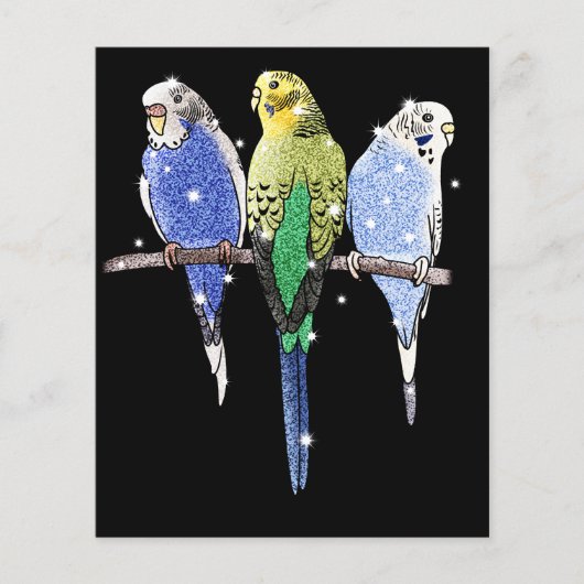 Prospectus 11,4 Cm X 14,2 Cm Parties scintillant Budgie Budgerigar (Devant)