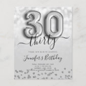 Prospectus 11,4 Cm X 14,2 Cm Parties scintillant de ballons d'argent Invitation (Devant)