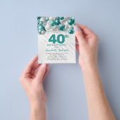 Prospectus 11,4 Cm X 14,2 Cm Parties scintillant de ballons d'argent Turquoise  (main)