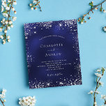 Prospectus 11,4 Cm X 14,2 Cm Parties scintillant en argent bleu marine mariage<br><div class="desc">Veuillez noter que cette invitation est sur papier de prospectus et très mince. Les enveloppes ne sont pas incluses. Pour des invitations plus épaisses (même conception), veuillez visiter notre magasin. Un arrière - plan bleu marine, décoré avec de la poussière de parties scintillant en faux argent. La couleur bleue est...</div>
