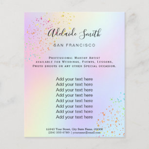 Prospectus 11,4 Cm X 14,2 Cm parties scintillant FAUX arc-en-ciel