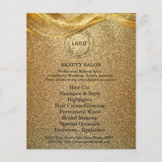 Prospectus 11,4 Cm X 14,2 Cm Parties scintillant Gold de luxe (Devant)