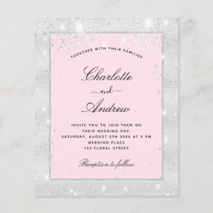 Prospectus 11,4 Cm X 14,2 Cm parties scintillant mariage argent rousse invitati