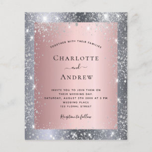 Prospectus 11,4 Cm X 14,2 Cm Parties scintillant rose argent élégant budget mar