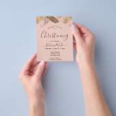 Prospectus 11,4 Cm X 14,2 Cm Parties scintillant rose Budget Christening Flyer (main)