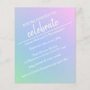 Prospectus 11,4 Cm X 14,2 Cm Pastel Rainbow Retirement Party Flyer