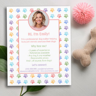 Prospectus 11,4 Cm X 14,2 Cm Paws Colorés Photo Personnalisée Chien Walker Serv